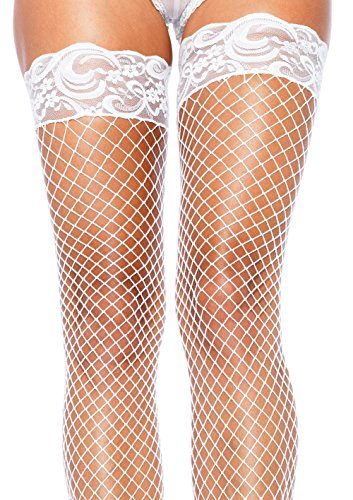 Leg-Avenue-Womens-Fishnet-Thigh-High-Stockings-with-Silicone-Lace-Top-0-0