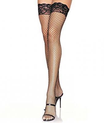Leg-Avenue-Womens-Fishnet-Thigh-High-Stockings-with-Silicone-Lace-Top-Black-main