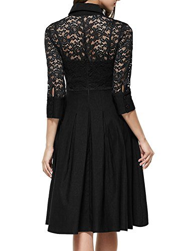 MissMay-Womens-Vintage-1950s-Style-34-Sleeve-Black-Lace-Flare-A-line-Dress-0-0