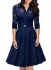 Missmay-Womens-Vintage-1950s-Style-34-Sleeve-Black-Lace-Flare-A-line-Dress-Small-Navy-Blue-0