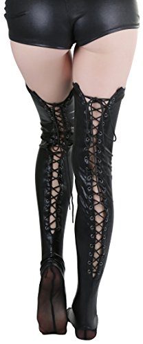 ToBeInStyle-Womens-Lace-Up-Wet-Look-Thigh-Hi-0-0