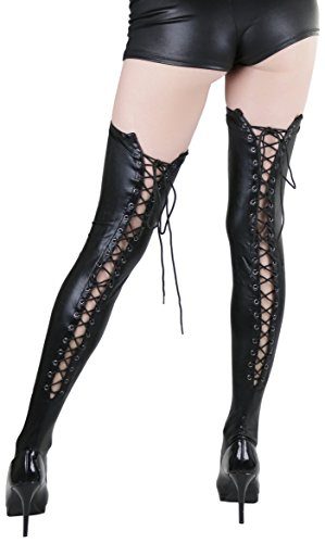 ToBeInStyle-Womens-Lace-Up-Wet-Look-Thigh-Hi-0-1
