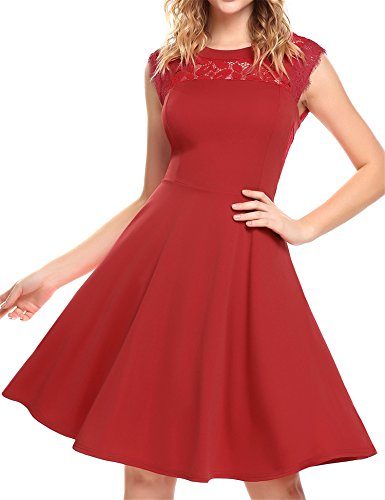 Zeagoo-Womens-Elegant-Lace-A-Line-Sleeveless-Pleated-Cocktail-Party-Dress-Red-S-0