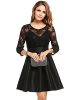 Zeagoo-Womens-Vintage-1950s-Style-34-Sleeve-Black-Lace-Flare-A-line-Dress-0