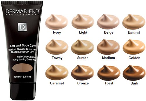 Dermablend Leg and Body Makeup Liquid Foundation Color Chart