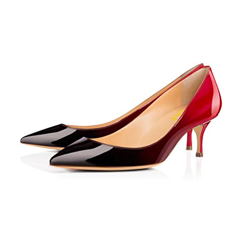 FSJ Women Elegant Round Toe Formal Pumps Slip On Office Dress Shoes Chunky Heels Size 4-15 US
