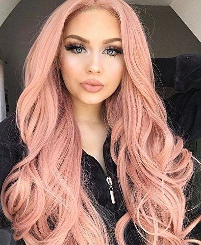 EEWIGS-Lace-Front-Wigs-Pink-Wigs-for-Women-Synthetic-Rose-Wig-Long-Wavy-0