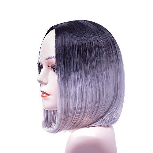 Ombre-Bob-Wigs-Short-Straight-Ombre-Grey-Synthetic-Heat-Resistant-Fiber-Hair-Full-Wig-for-Women-0-2