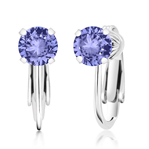180-Ct-Round-Blue-Tanzanite-925-Sterling-Silver-Clip-On-Earrings-0