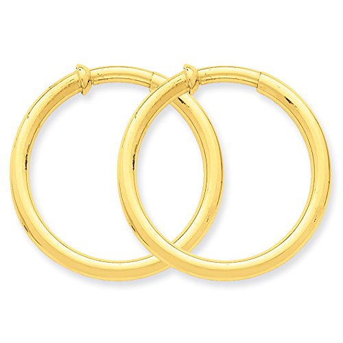 3-mm-Non-pierced-Clip-On-Hoop-Earrings-in-Genuine-14k-Yellow-Gold-30-mm-0