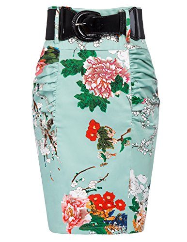 Stretchy Side Pleated Pencil Skirt with Belt – Business Skirt Collection  (21 Colors) | Crossdress Boutique