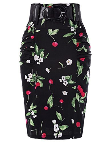 Floral-Vintage-Pencil-Dress-Midi-Cotton-Stretchy-Skirts-S-KK610-1-0