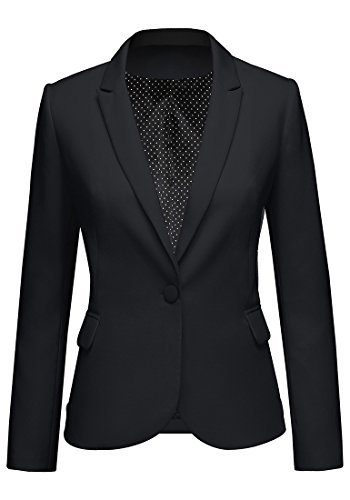 Lookbook-Store-Womens-Black-Notched-Lapel-Pocket-Button-Work-Office-Blazer-Jacket-Suit-Size-S-0