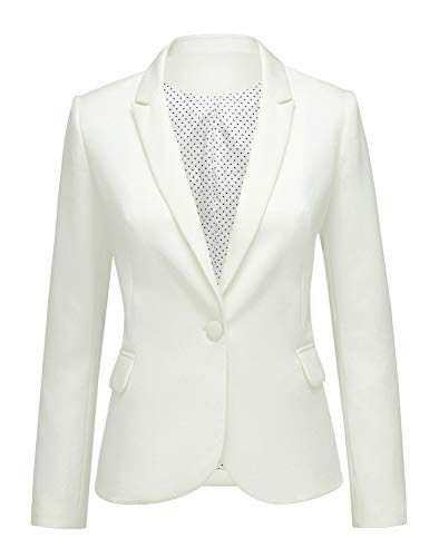 LookbookStore-Women-White-Notched-Lapel-Pocket-Button-Work-Office-Blazer-Jacket-Suit-Size-S-0