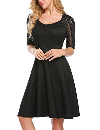 BEAUTYTALK-Womens-Floral-Lace-Half-Sleeve-A-line-Cocktail-Party-Swing-Dress-0
