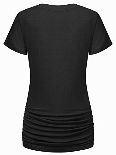 BEPEI-Womens-Short-Sleeves-Shirred-Side-Casual-Tops-Summer-V-Neck-Knitted-Shirts-Loose-Fitting-Comfy-Blouses-0-0