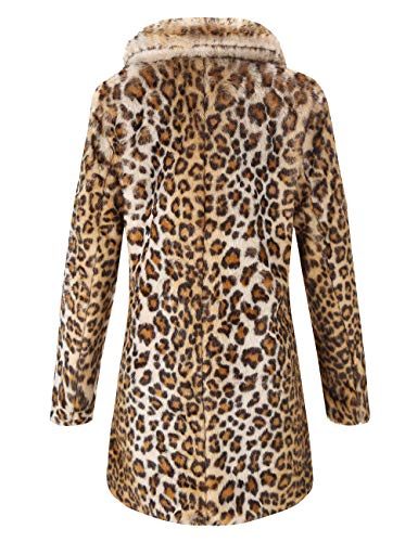 Faux Fur Cardigans Jacket UK Outwear Leopard Print Winter Women's Coat Overcoat