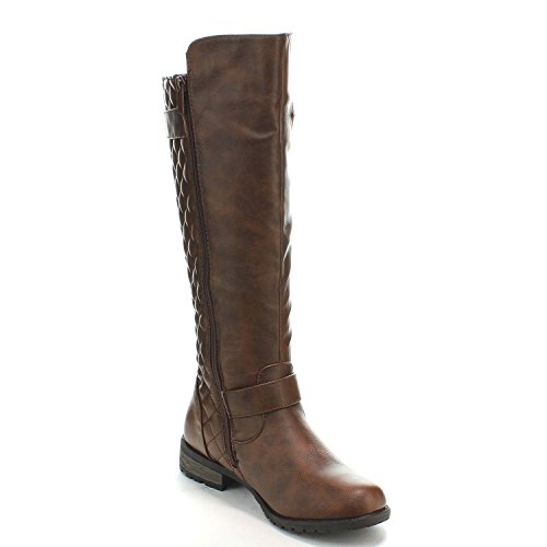 Forever-Link-Womens-MANGO-21-Quilted-Zipper-Accent-Riding-Boots-85-BM-US-Brown-15-0