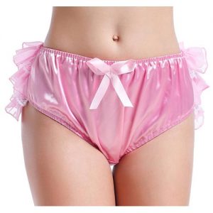 GOceBaby Sissy Girl Frilly Puffy Pink Satin Panties