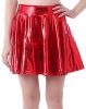 HDE-Womens-Solid-Color-Metallic-Flared-Pleated-Club-Skater-Skirt-Red-Small-0