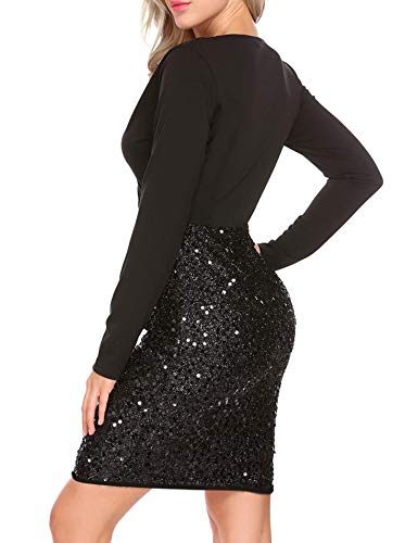 Hotme-Womens-Sequin-Glitter-V-Neck-Long-Sleeve-Sexy-Wrap-Front-Bodycon-Stretchy-Mini-Party-Dress-0-1