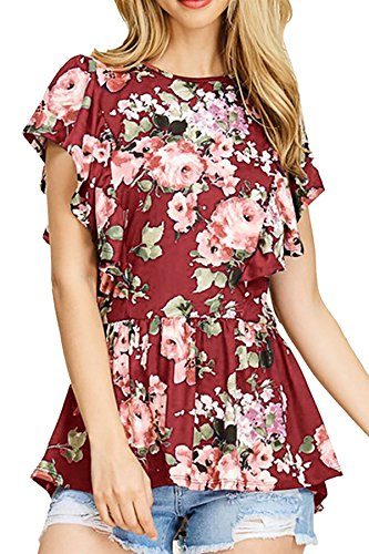 NICIAS-Womens-Blouse-Short-Sleeve-Floral-Print-T-Shirt-Comfy-Tunic-Casual-Tops-for-Women-0-0