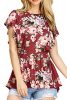 NICIAS-Womens-Blouse-Short-Sleeve-Floral-Print-T-Shirt-Comfy-Tunic-Casual-Tops-for-Women-0-0
