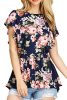 NICIAS-Womens-Blouse-Short-Sleeve-Floral-Print-T-Shirt-Comfy-Tunic-Casual-Tops-for-Women-Navy-Small-0