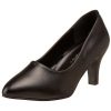 PLEASER-Shoes-Wide-Width-Low-Block-Heel-Classic-Patent-Pump-DIVINE-420W-Black-PU-9-0