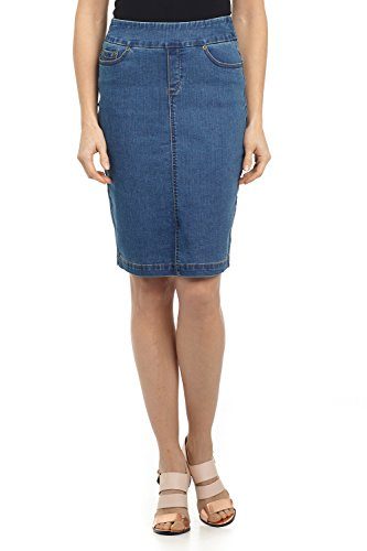 Rekucci-Jeans-Womens-Ease-in-to-Comfort-Fit-Pull-on-Stretch-Denim-Skirt-12Md-Stone-Wash-0