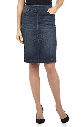 Rekucci-Jeans-Womens-Ease-in-to-Comfort-Fit-Pull-on-Stretch-Denim-Skirt-4DK-WASH-Sand-0