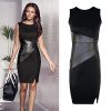 Romacci-Womens-Sleeveless-Bodycon-Dress-Faux-Leather-Stitching-Party-Cocktail-Dress-0-4
