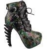 SHOW-STORY-Green-Punk-Design-High-Heels-Snake-Pattern-Womens-High-top-Bone-High-Heel-Platform-Ankle-BootsLF80648AL354USGreen-0