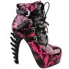 SHOW-STORY-Hot-Pink-Punk-Design-High-Heels-Snake-Pattern-Womens-High-top-Bone-High-Heel-Platform-Ankle-BootsLF80648HP354USHot-Pink-0