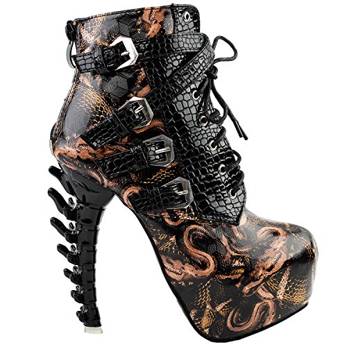 SHOW-STORY-Punk-Black-Snake-Print-Lace-Up-Buckle-Bone-Heels-Platform-Ankle-BootsLF80648-0