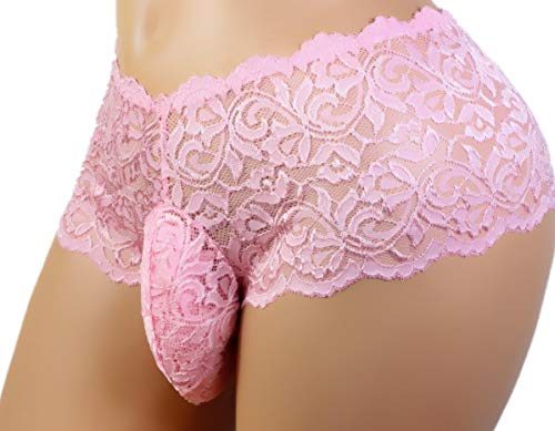 SISSY-pouch-panties-size-28-30-silky-lace-bikini-briefs-girly-underwear-sexy-for-men-Pink-S-0