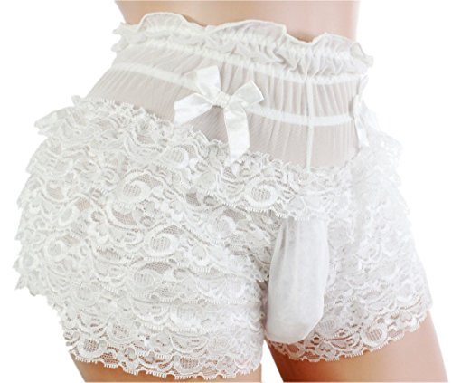 SISSY-pouch-panties-size-28-34-mens-lace-bikini-lingerie-briefs-girlie-underwear-sexy-for-men-white-S-0