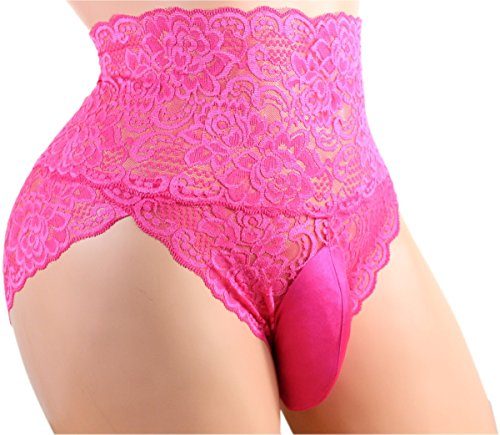 SISSY-pouch-panties-waist-size-32-34-silky-smooth-lace-bikini-for-men-Rose-M-0