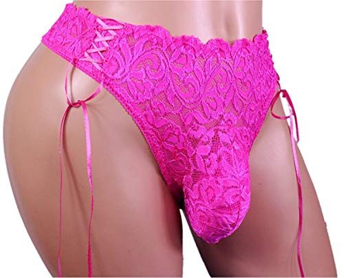 SISSY-pouch-panties-waist-size-52-54-silky-lace-thong-girly-bikini-briefs-sexy-for-men-pinkXXXXL-0