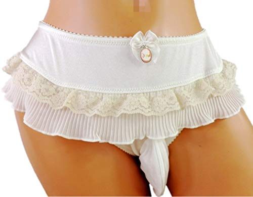 Sissy-Pouch-Panties-Girly-Skirt-Thong-Briefs-hot-Lingerie-Underwear-Sexy-for-Men-BQ-White-0