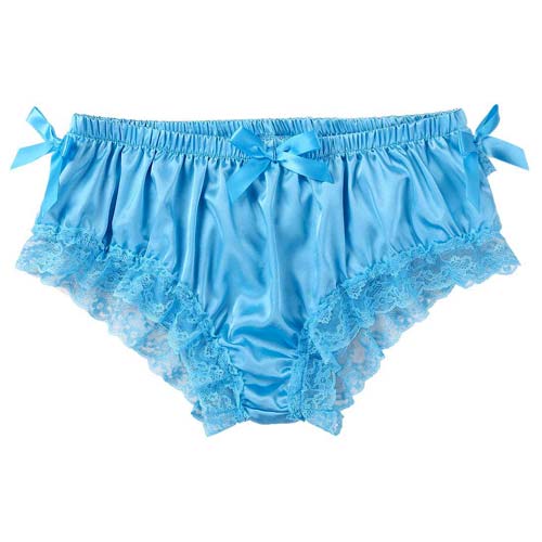 Sissy Satin Men’s Bloomers Bikini Brief Panties Blue Front