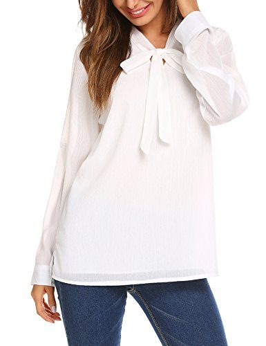 Womens-Casual-Tops-for-Work-Chiffon-Blouse-Bow-Tie-Neck-Shirt-0