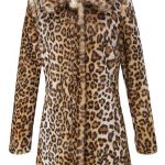 Women's Fully Lined Long Sleeve Leopard Print Faux Fur Coat