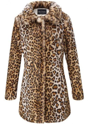 Women’s Fully Lined Long Sleeve Leopard Print Faux Fur Coat