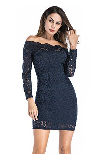 Womens-Off-The-Shoulder-Formal-Lace-Wedding-Cocktail-Party-Bodycon-Dress-Mini-0-1