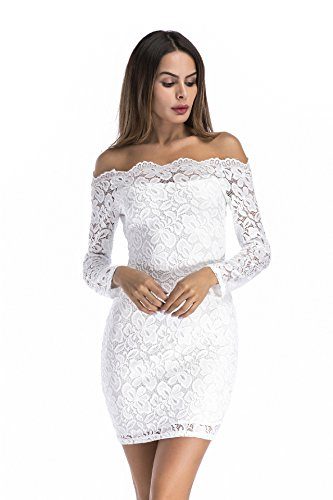 Womens-Off-The-Shoulder-Formal-Lace-Wedding-Cocktail-Party-Bodycon-Dress-Mini-0