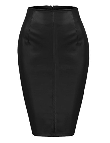 Zeagoo-Women-Sexy-High-Waist-Faux-Leather-Split-Office-Club-Night-Out-Pencil-Skirt-Small-Black3-0