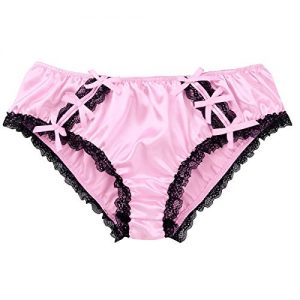 inlzdz Mens Sissy Lingerie Ruffled Lace G-String Thong Underwear with 4 Heart Clips Garter Belt 