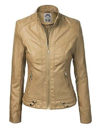 Faux Leather Zip Up Fitted Moto Biker Jacket by MBJ (18 Colors ...