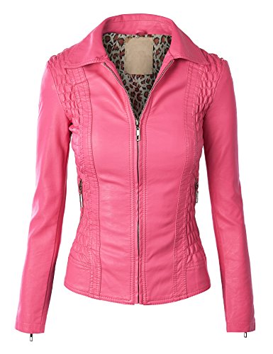Faux Leather Zip Up Fitted Moto Biker Jacket by MBJ (18 Colors ...